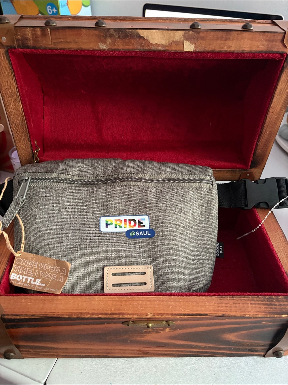 Gray Waist Bag with Pride Patch - Recycled Material